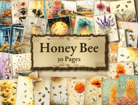 Download Bee Garden Watercolor Junk Journal Paper - Premium Resources